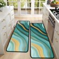 thumbnail image 4 of Kitchen Rugs Sets Of 2,Teal Marble Gold Wave Pattern Anti Fatigue Kitchen Mat Rugs Non Slip Washable,Decorative Kitchen Floor Mats for Kitchen,Sink,Laundry,17"x47"+17"x47", 4 of 5