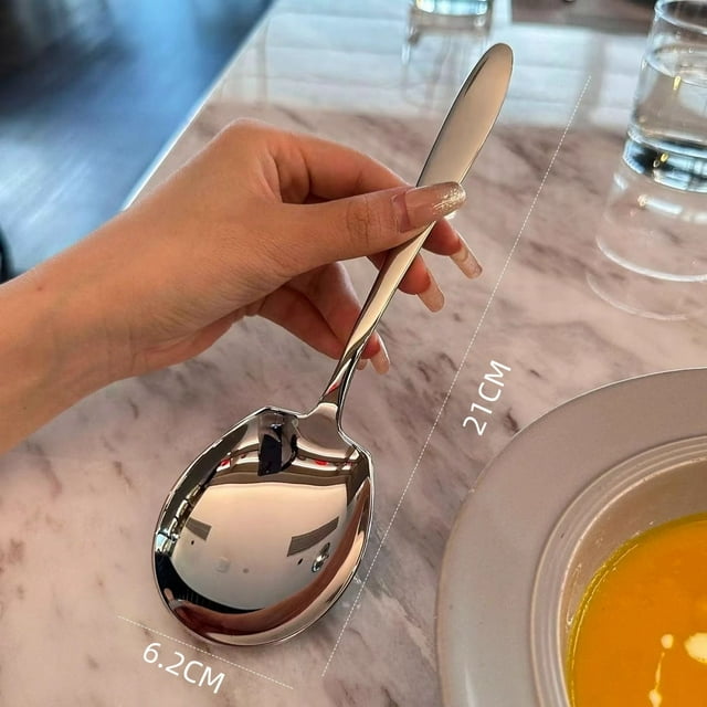 Cuchara grande de acero inoxidable, cuchara cuadrada para el hogar, cuchara para hombres, cuchara grande de mango largo de alta gama, cuchara para verduras, cuchara espesa