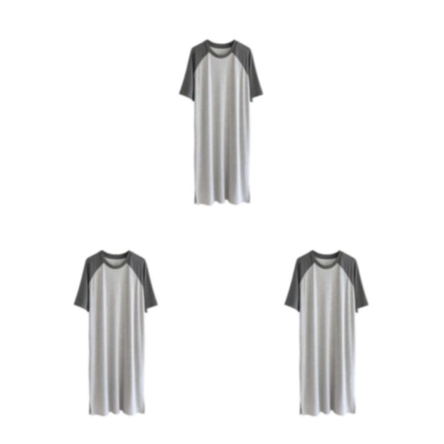 Qarigey Camisón Ropa de dormir Pijama ligero Vestido Camisa de dormir transpirable Respetuoso con la piel Camisón de empalme Oscuro XXXXL Type1 NO1