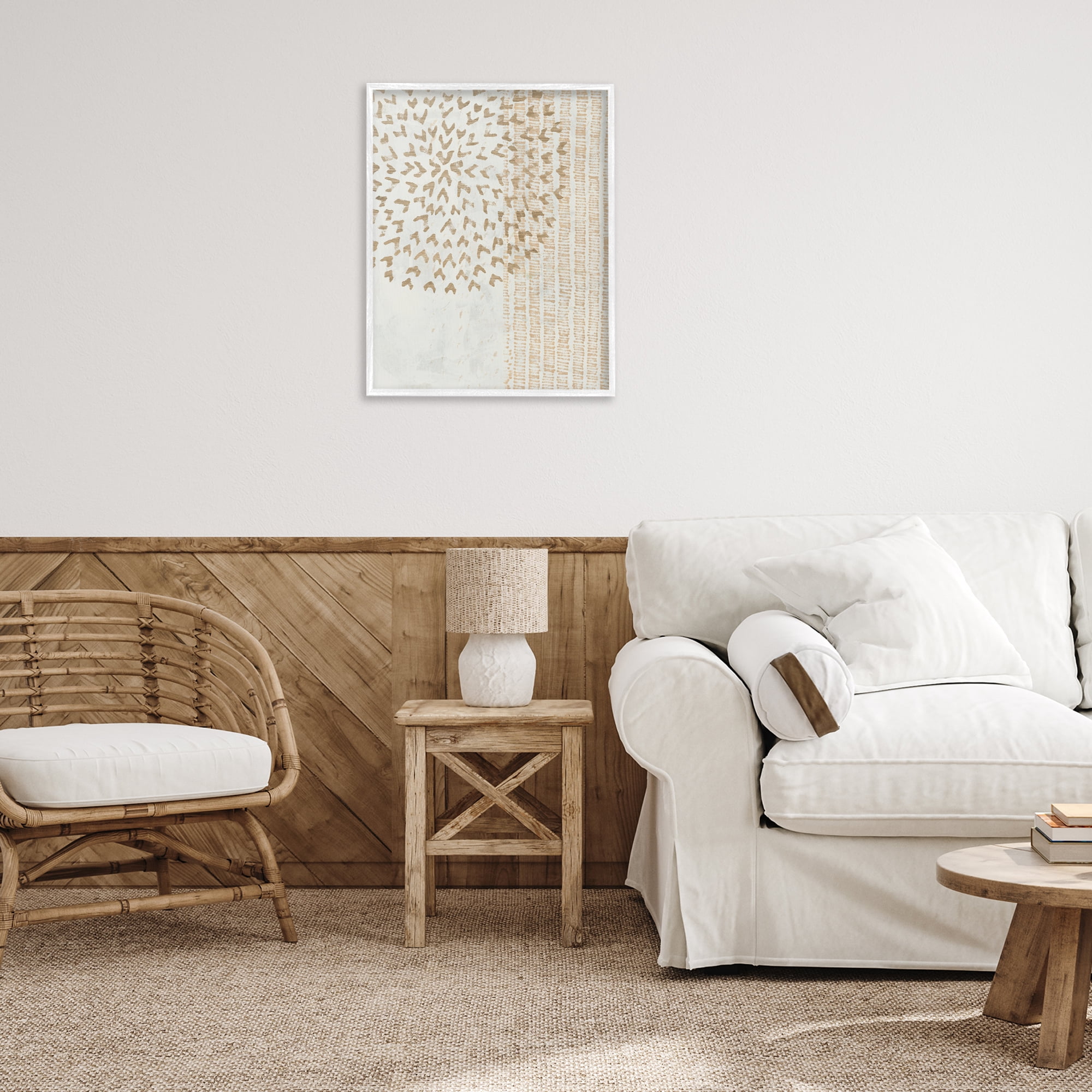 Stupell Industries Rustic Bohemian Patterns Abstract Painting White Framed Art Print Wall Art, 24 x 30