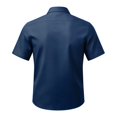 thumbnail image 4 of Casual Print Short Sleeve Shirt for Men Button Front Pocket Chest Top Breathable Summer Lightweight Blouse Work Travel Out Navy L, 4 of 6