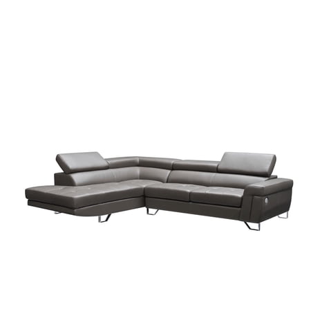 Dark Gray Top-grain Leather Sectional Sofa LEFT 1807 ESF Contemporary Modern
