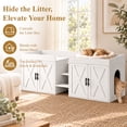 thumbnail image 5 of Cat Litter Box Enclosure for 2 Cats, 55" Hidden Litter Box Furniture with Pet Stairs,Cat Washroom with Double Large Room, Farmhouse Indoor Litter Box, White, 5 of 12