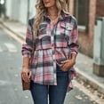 thumbnail image 6 of Huesdet Women's Tartan Button up Shirt Plaid Long Sleeve Spring Top Blouses Pink,L, 6 of 7
