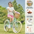 thumbnail image 6 of Glerc Missy 24" inch Girl Cruiser Kids Bike 6-Speed Teen Hybrid City Bicycle for Youth Ages 7 8 9 10 11 12 13 14 Years Old with Wicker Basket & Lightweight,Mint Green, 6 of 7