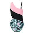 thumbnail image 4 of Sholeno Girls One Piece Bathing Suit Colorblock One Shoulder Swimsuits Summer Beach Sport Swimwear Pink Lily 14, 4 of 6