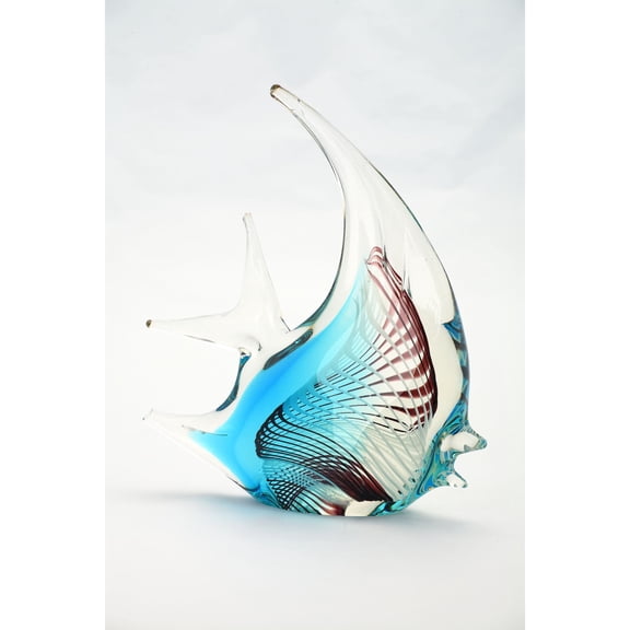 CC Home Furnishings Hand Blown Glass Fish Figurine - 8.5" - Blue and Brown