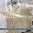 thumbnail image 3 of Elegant Comfort Soft 4-Piece Velvet Plush Flannel Sheet Set - Quality - Cozy Warm, Anti-Static, Non Pilling Fuzzy Velvet Flannel Fleece Deep Pocket Sheet Set - Twin XL, Cream, 3 of 5