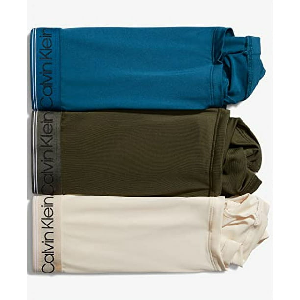 Calvin Klein Men's Underwear Micro Stretch 3-Pack Trunk, Olive, Tapioca, Legion  Blue, Extra Large 