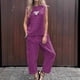 thumbnail image 2 of Conjunto de dos piezas de lino y algodón de color liso para mujer: top sin mangas y pantalones anchos, corte holgado informal, 2 of 5