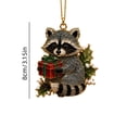 thumbnail image 4 of Clearance! Christmas Tree Ornament, Acrylic Hanging Pendant with Holly Leaf, Holiday Keepsake Decor, Xmas Tree Wreath Garland Home Decorations Indoor (Raccoon), 4 of 8