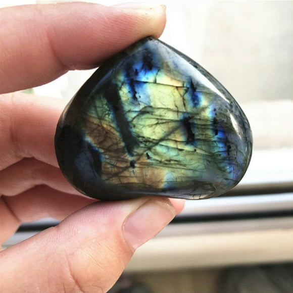 asddcavvf Crystal Labradorite Stone Quartz Gemstone Worry Stone Heart Shaped Decorative Stone