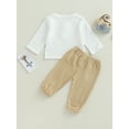 thumbnail image 4 of Wassery Toddler Boys Fall Outfit Sets 6M 12M 18M 24M 3T 4T Infant Baby Boys Clothes Contrast Color Long Sleeve Sweatshirt  T-shirt and Long Pants Autumn Outfit 0-4T, 4 of 9