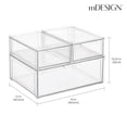 thumbnail image 4 of mDesign Plastic Stackable Bathroom Storage Organizer Drawers, Set of 3, Clear, 4 of 9