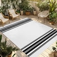 thumbnail image 2 of Outdoor Rug 3x5 ft Black White Striped Outdoor Large Area Rug Non Slip Rubber Farmhouse Striped Front Door Mat RV Rug Camping Carpet Patio Outdoor Rugs for Backyard Balcony Deck Porch Indoor, 2 of 9