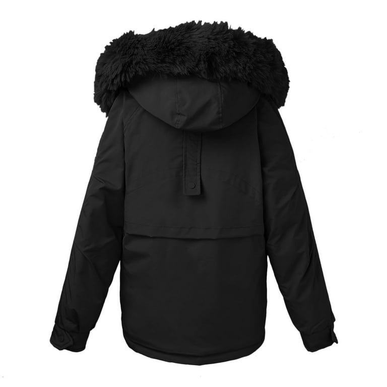 Half Jackets for Women Jacket Women Winter Coat Lapel Collar Long Sleeve Jacket Vintage Thicken Coat Jacket Warm Hooded Thick Padded Outerwear Big