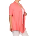 thumbnail image 2 of Women's Plus Size Short Sleeves Draped Open Front Solid Cardigan, 2 of 5