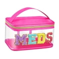 thumbnail image 4 of Bolso y asa de maquillaje transparente con letras de chenilla para mujeres, niñas, s deportivos, gimnasio Rosa, 4 of 8