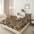 thumbnail image 4 of Homewish Leopard Print 4-Piece Full Size Sheets For Adults Teens,Black Brown Bed Sheets,Abstract Geometric Lightweight Sheet Sets,Breathable Home Decor, 4 of 7
