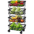 thumbnail image 1 of Fruit Basket for Kitchen Stackable Fruit Vegetable Storage Baskets with Wheels Metal Wire Storage Basket Organizer Cart for Kitchen Livingroom Diningroom Office, 1 of 9