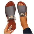 thumbnail image 4 of Fankiway Women's Rhinestone Buckle Flip Flops Flat Open Toe Beach Sandals Comfortable Plus Size Non-Slip Summer Gray 7, 4 of 7