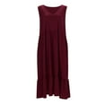 thumbnail image 3 of Hwmodou Women Dresses Summer Sleeveless Vacation Simple V-Neck Swing Dress Casual Flowy Tiered Maxi Beach Daily Dress With Pockets Traval Ladies Sundress, 3 of 7