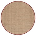 thumbnail image 2 of SAFAVIEH Natural Fiber Arbor Bordered Area Rug, Natural/Burgundy Red, 3' x 3' Round - Coastal Design, Natural & Burgundy Red, Seagrass, Ideal for Entryway, Kitchen, Living Room, Office, 2 of 10