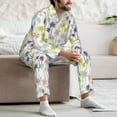 thumbnail image 7 of Honeii Hawaiian Coconut Tree Pattern Mens Pajamas Set,2pcs Men's Lounge Long Sleeve Sleep Shirt and Pajama Bottoms Sleepwear Set,Mens Pjs Sets-X-Large, 7 of 7