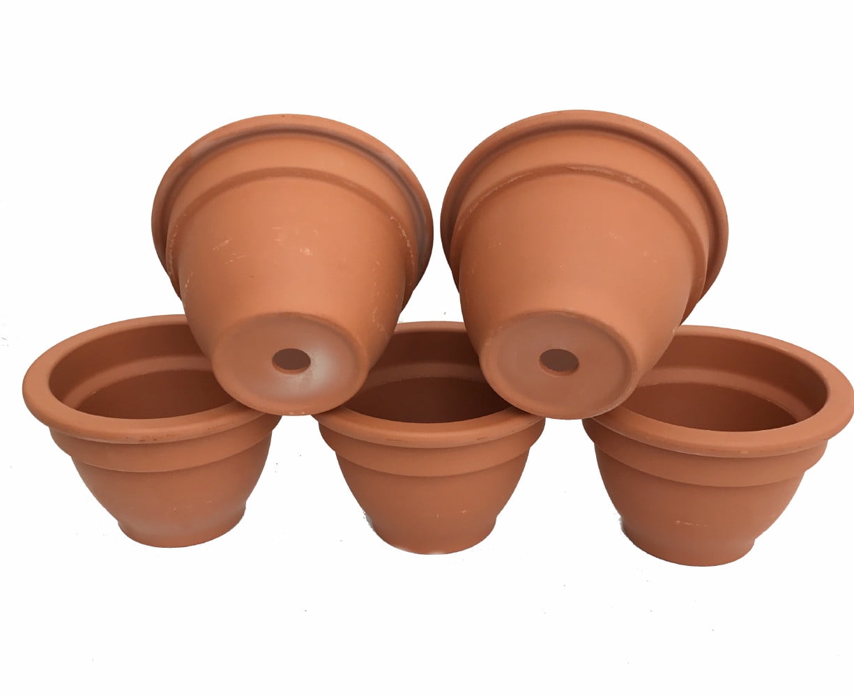 5 4&quot; Bell Shape Clay Pots Great for Plants and Crafts