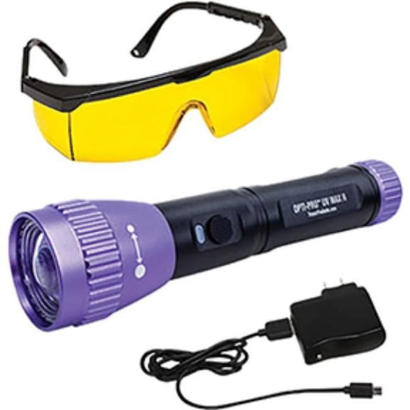 Opti-Pro UV MAX Rechargable Leak Detection UV Light with Glasses