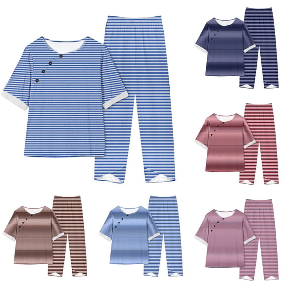 WRKEKC Two Piece Sets for Women, Casual Outfits for Women, Ladies' Summer Casual Long Sleeve Button T-Shirts and Long Pants Sports Tracksuit Sweatshirt Sets