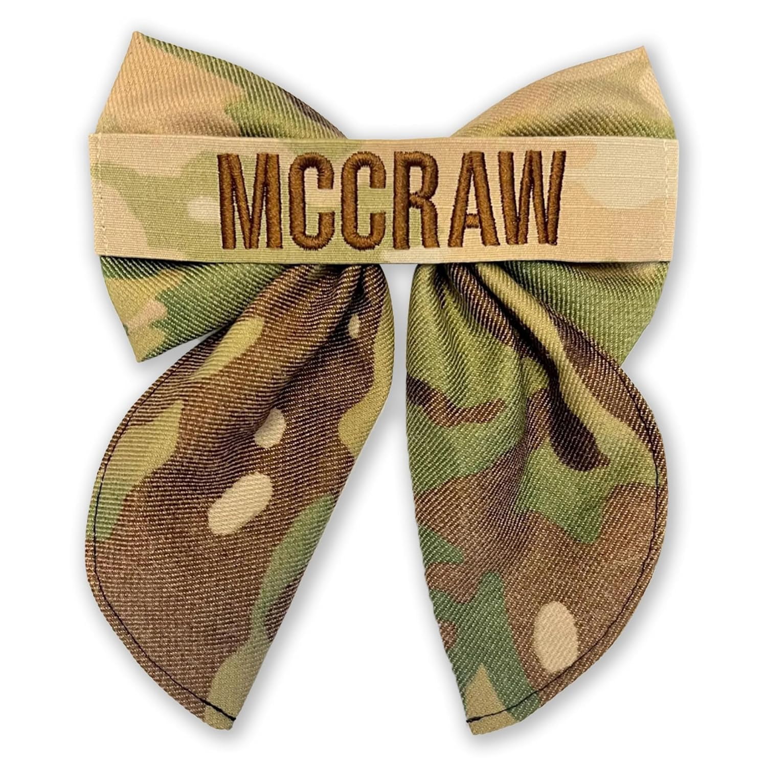 Personalized Army Hair Bow with Nametape, Air Force OCP Marine Memorial Day and Veterans Day Gift Embroidery Name