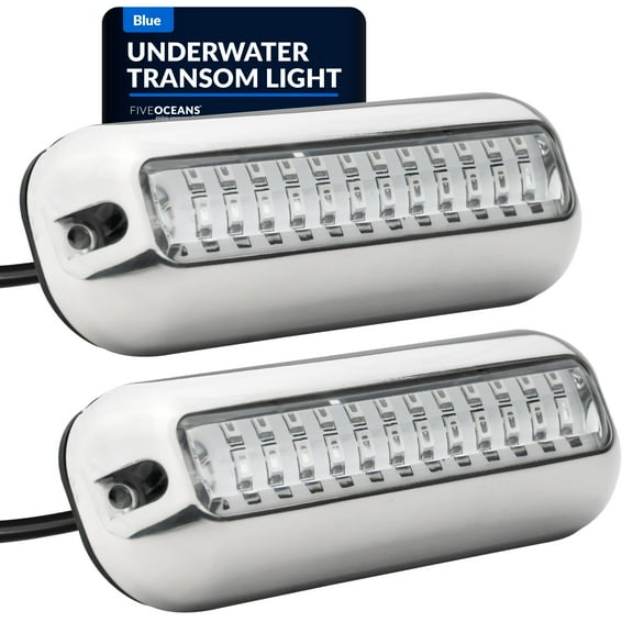 Five Oceans 2-Pack Underwater Boat Lights - Underwater Lights for Boat, Boat Cockpit Light, Blue LED High Power 1700LM , Marine-Grade 316 Stainless Steel Bezel, 12V DC, Waterproof IP68 - FO4136-M2