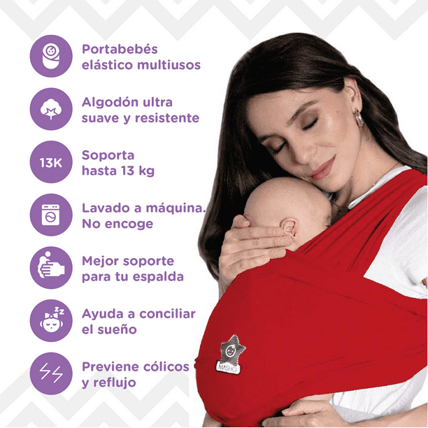 Fular elástico portabebé MASHO rojo FU04R Bodega Aurrera en línea