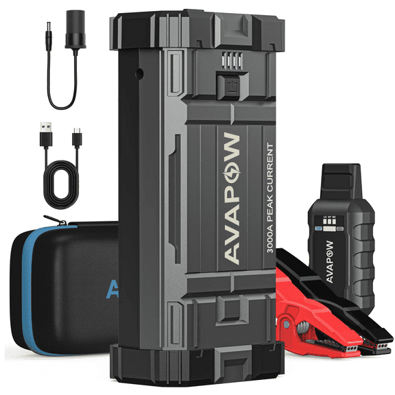 AVAPOW Car Jump Starter, 3000A Peak Jump Starter Battery Pack with Force Start Function, 12V Lithium Booster Battery for up to 8L Gas 8L Diesel Engine