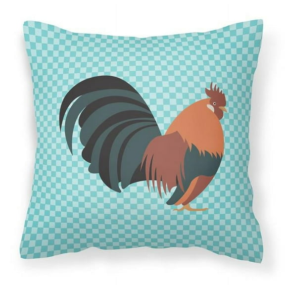 Carolines Treasures Dutch Bantam Chicken Blue Check Fabric Decorative Pillow - 14 x 14 in.
