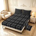thumbnail image 2 of Manfei Black Gray Checkered King Sheets,Geometric Check Bedding,,4 Pieces,1 Flat Sheet,1 Fitted Sheet and 2 Pillowcases, 2 of 6