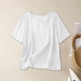 thumbnail image 2 of TAGOLD Womens Short Sleeve Round-Neck Blouses & Shirts Solid Color Round Neck Loose Half Sleeve Top, 2 of 4