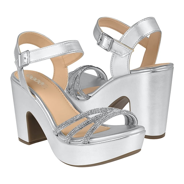 SANDALIAS DE FIESTA DAMA STYLO 19006 SIMIPIEL PLATA