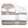 thumbnail image 2 of Lavish Home Rio Ensemble de 8 Serviettes 100 % Coton - Blanc & Taupe, 2 of 5