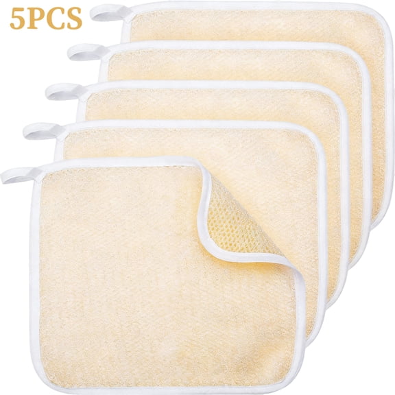 Exfoliating Wash Cloths 5 Pcs, Face and Body Scrub Bath Towel for Shower Massage