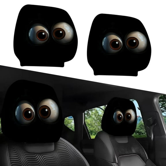 Cute Funny Cartoon Eyes Car Headrest Covers,Funny Car Accessories,Head Rest Cover For Car,2pcs,Car Seat Head Rest Protector For Auto Front Seat Rest Decoration