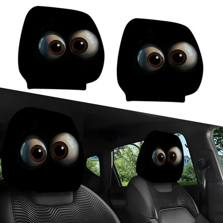 Fzsteel Universal Car Headrest Cover X Stretchy Elastic X Funny Automobile Print X 26X28cm X 2PCS Mesh Protector
