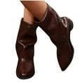 thumbnail image 4 of Wensltd Wide Calf Boots for Women Low Heel Fall Belt Buckle Chunky Short Booties with Side Zipper, 4 of 4