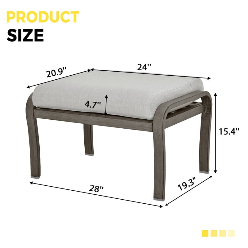 Patio Outdoor Furniture Set - 6 Pieces Aluminum Outdoor Conversation Set with 1 Three-Seater Sofa, 1 Coffee Table, 2 Swivel Chairs, and 2 Ottomans for Yard, Porch, and Deck