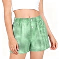 thumbnail image 1 of Miluxas Girls Plaid Shorts Kids Elastic Waist Wide Leg Short Pants with Pockets Green 150(150), 1 of 6