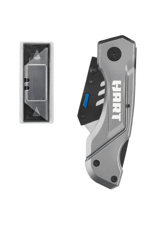 HART Folding Lock-Back Utility Knife with 10 Blades