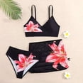 thumbnail image 2 of TOWED22 Girl's 3 Piece Swimsuit Set Solid Color Bikini Bathing Suit Adjustable Straps with Beach Cover Up Skirt Black,12-13 Y, 2 of 8