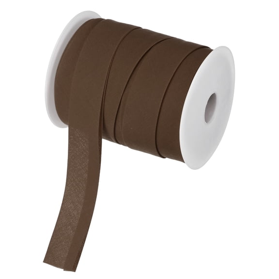Double Fold Bias Tape , 1 Inch x 25 Yard Piping Trim Fabric Binding Tape for Sewing, Apply to Seaming, Hemming, Binding, Quilting, DIY Craft Accessories (Brown)
