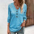 thumbnail image 3 of KBZDBZC Women Blouses Casual New Releases Top Lace Long Short Sleeve Blouses for Women Fashion Short Sleeve Button Up Shirts for Women Pattern Women’S Blouse T Shirt for Women (Blue,S), 3 of 5